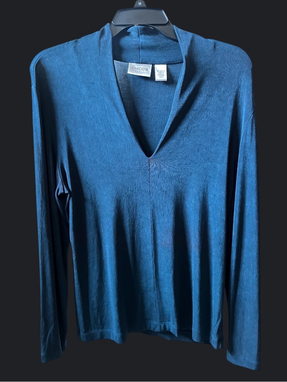 Chico's Teal Blue V-Neck Long Sleeve Sweater